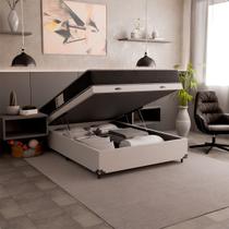 Cama Box Baú Viúva + Colchão D33 One Face - 61x128x188cm - Couro Branco - e-Shop Casa Cama Box Baú Viúva + Colchão D33 One Face - 61x128x188cm - Couro Branco - e-Shop Casa