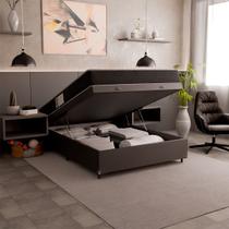 Cama Box Baú Viúva + Colchão D33 One Face - 61x128x188cm - Várias Cores - e-Shop Casa