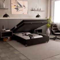 Cama Box Baú Viúva + Colchão Espuma D20 - 56x128x188cm - Suede Preto