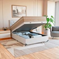 Cama Box Baú Viúva + Colchão Paris Molas Ensacadas Bege