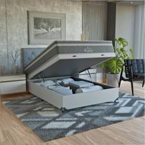 Cama Box Baú Viúva + Colchão Paris Molas Ensacadas Cinza