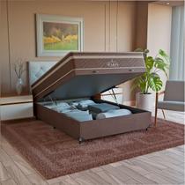 Cama Box Baú Viúva + Colchão Paris Molas Ensacadas Pocket - 66x128x188cm - Suede Marrom