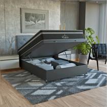 Cama Box Baú Viúva Couro Preto + Colchão Paris Molas Preto