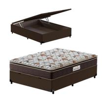 Cama Box Baú Viúva Marrom + Colchão de Espuma D45 - Probel Guarda-Costas ProForce Plus 128x188x70cm