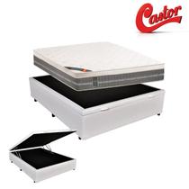 Cama Box Baú Viúva Medida Especial Sintético + Colchão Castor Molas Premium Tecnopedic 120x203x72 Cama Box Baú Viúva Medida Especial Sintético + Colchão Castor Molas Premium Tecnopedic 120x203x72