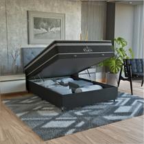 Cama Box Baú Viúva Preto + Colchão Paris Molas Ensacadas