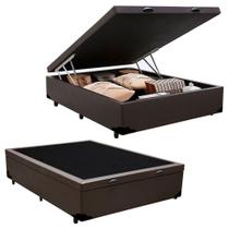 Cama Box Baú Viúva Serene Sintético Marrom 44x128x188 Cama Box Baú Viúva Serene Sintético Marrom 44x128x188
