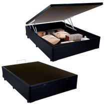 Cama Box Baú Viúva Serene Sintético Preto 128x188x44