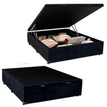 Cama Box Baú Viúva Serene Suede Preto 44x128x188 Cama Box Baú Viúva Serene Suede Preto 44x128x188