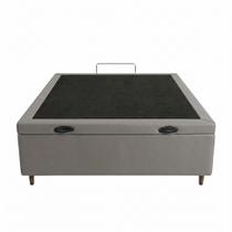 Cama Box Bau Viuva Sintetico Cinza 128x188x35 - Santo Box