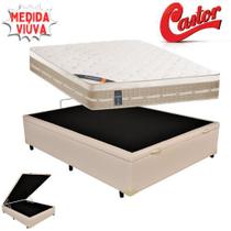 Cama Box Baú Viúva Sintético + Colchão Castor Molas Premium Tecnopedic Euro Pillow 128x188x72