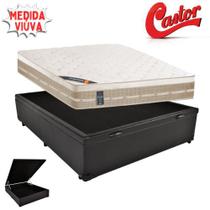 Cama Box Baú Viúva Sintético + Colchão Castor Molas Premium Tecnopedic Euro Pillow 128x188x72