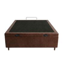 Cama Box Bau Viuva Sintetico Marrom 128x188x35 - Santo Box