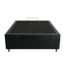 Cama Box Bau Viuva Sintetico Preto 128x188x35 - Santo Box