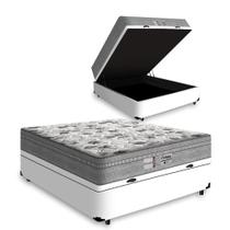 Cama Box Baú Viúva Tecido Sintético Branco Com Colchão de Molas Ensacadas Evolution - Probel - 72x128x188 Cama Box Baú Viúva Tecido Sintético Branco Com Colchão de Molas Ensacadas Evolution - Probel - 72x128x188