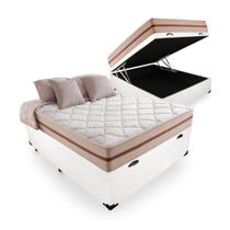 Cama Box Baú Viúva Tecido Sintético Branco com Colchão Pillow Angel - Bello Box - Molas Ensacadas 62x128x188 Cama Box Baú Viúva Tecido Sintético Branco com Colchão Pillow Angel - Bello Box - Molas Ensacadas 62x128x188