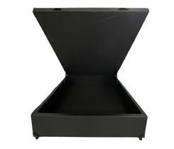 Cama Box Baú Viúvão Blindado Sintético Preto Com 128Cm de Largura