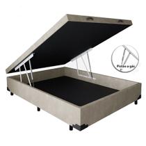 Cama Box Baú Viúvão Blindado Suede Bege Com 128Cm de Largura Cama Box Baú Viúvão Blindado Suede Bege Com 128Cm de Largura