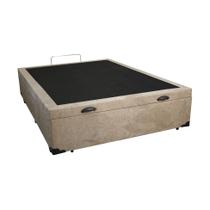 Cama Box Baú Viúvao Suede Bege Com 128cm de Largura Cama Box Baú Viúvao Suede Bege Com 128cm de Largura