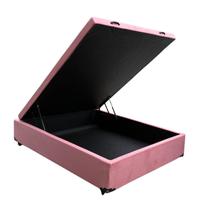 Cama Box Baú Viuvão Suede Rosé Com Pistão A Gás, Imperium do Sono Cama Box Baú Viuvão Suede Rosé Com Pistão A Gás, Imperium do Sono