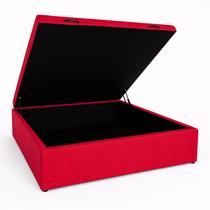 Cama Box Baú Viuvão Suede Vermelho Com Pistão A Gás, Estrutura Reforçada, Imperium do Sono