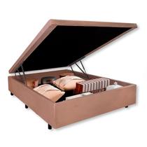 Cama Box Baú Viúvo 128x188x42cm Suede Bege com Pistão a Gás