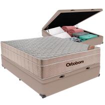 Cama Box Baú Viúvo Bege + Colchão Airtech Molas Ensacadas Ortobom
