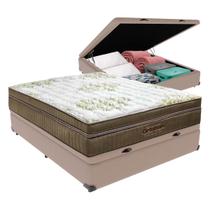 Cama Box Baú Viúvo Bege e Colchão Gold Ultragel Molas ensacadas Ortobom