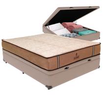 Cama Box Baú Viúvo Bege e Colchão Madrid Molas V-Tech