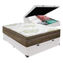 Cama Box Baú Viúvo Branco e Colchão Gold Ultragel Molas ensacadas Ortobom
