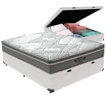 Cama Box Baú Viúvo Branco e Colchão Ibiza Molas V-Tech