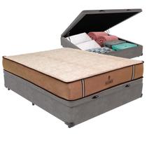 Cama Box Baú Viúvo Cinza e Colchão Madrid Molas V-Tech Cama Box Baú Viúvo Cinza e Colchão Madrid Molas V-Tech