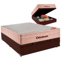 Cama Box Baú Viúvo e Colchão Airtech Spring Pocket Molas Ensacadas Ortobom Marrom