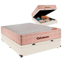 Cama Box Baú Viúvo e Colchão Airtech Spring Pocket Molas Ensacadas Ortobom Palha