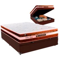 Cama Box Baú Viúvo e Colchão Esplendor Molas Ensacadas Luckspuma Marrom