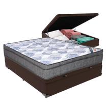 Cama Box Baú Viúvo Marrom + Colchão ISO Superpocket Molas Superpocket Ortobom