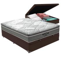 Cama Box Baú Viúvo Marrom e Colchão Ibiza Molas V-Tech
