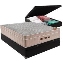 Cama Box Baú Viúvo Preto + Colchão Airtech Molas Ensacadas Ortobom