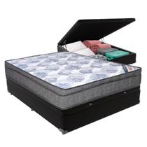 Cama Box Baú Viúvo Preto + Colchão ISO Superpocket Molas Superpocket Ortobom