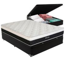Cama Box Baú Viúvo Preto e Colchão Dallas Molas V-Tech