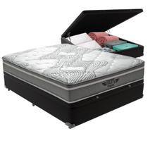 Cama Box Baú Viúvo Preto e Colchão Ibiza Molas V-Tech