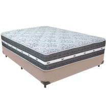 Cama Box Bege E Colchão Black Graphite Molas Ensacadas Casal Anjos