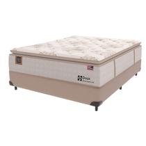 Cama Box Bege e Colchão Casal Doux Comfort Molas LFK e Europillow Sealy