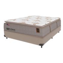 Cama Box Bege e Colchão Casal Ritz Resort Pillow High Tech Sealy