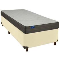 Cama + Box Bege e Colchão D33 Solteiro