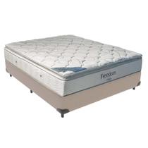 Cama Box Bege e Colchão Freedom Molas Ensacadas Casal Ortobom
