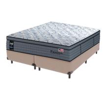 Cama Box Bege e Colchão King Passion Posturepedic Pillow Cloud Sealy