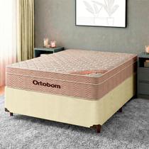 Cama + Box Bege e Colchão Molas Ensacadas Casal