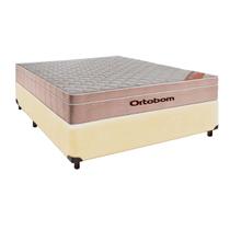 Cama + Box Bege e Colchão Molas Ensacadas Casal
