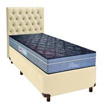 Cama + Box Bege e Colchão Molas Ensacadas Solteiro - Petrus Paropas + Cabeceira Cama + Box Bege e Colchão Molas Ensacadas Solteiro - Petrus Paropas + Cabeceira